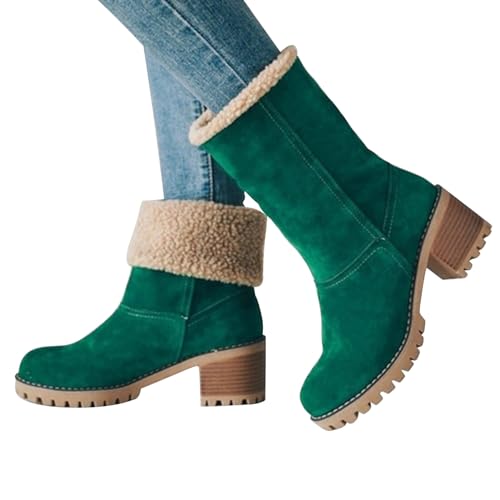 Firulab Stiefel, Senioren-Winterstiefel mit klobigem Absatz, bequeme, rutschfeste Damen-Schneestiefel mit mittlerem Absatz, warme Stiefeletten von Firulab