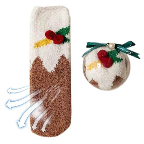 Weihnachtliche Fuzzy-Socken - Weihnachtsthema Lässige dicke Socken - Gemütliche Socken für Frauen, Teenager-Mädchen, zum Schlafen im Innenbereich, Wintersocken für Weihnachtsgeschenke Firulab von Firulab