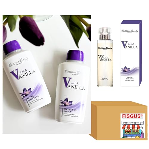 Bettina Barty Lila Vanilla Serie - Eau de Toilette 50 ml - Bath & Shower Gel 500 ml - Hand & Body Lotion 500 ml - Ein Angebot, zusammengestellt von FISGUS® by krass-shoppen-de von FisGus