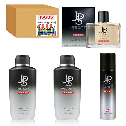 Ein Angebot von FISGUS® by krass-shoppen-de - John Player Special - Pfegeset - SPORT Serie - Eau de Toilette 100ml - Deodorant Spray 150ml - Bath & Shower Gel 500ml - Hand & Body Lotion von FisGus