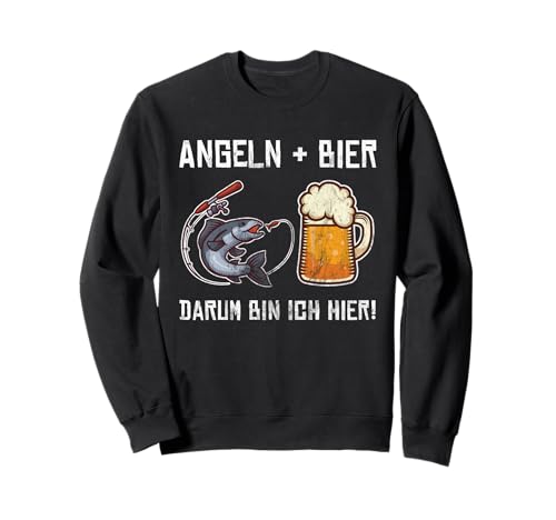 Angeln und Bier. Darum Bin ich Hier! Angeln Herren Design Sweatshirt Angeln und Bier. Darum Bin ich Hier! Angeln Herren Design Sweatshirt von Fisch Angler Spruch Grafik Angelrute Köder Fische