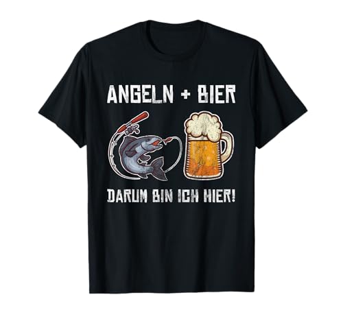 Angeln und Bier. Darum Bin ich Hier! Angeln Herren Design T-Shirt Angeln und Bier. Darum Bin ich Hier! Angeln Herren Design T-Shirt von Fisch Angler Spruch Grafik Angelrute Köder Fische