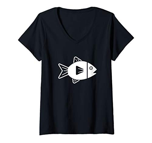 Damen Fisch T-Shirt mit V-Ausschnitt von Fisch Geschenke