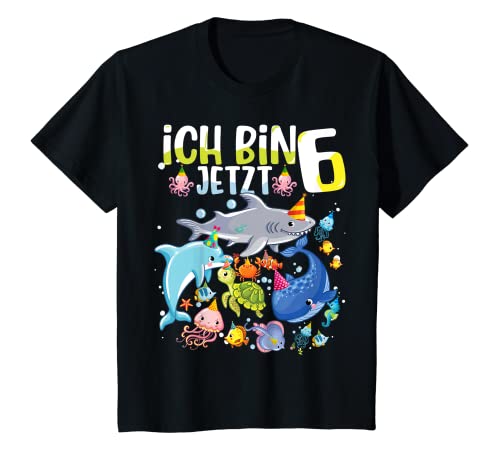 Kinder Kinder Fisch Unterwasserwelt 6. Geburtstag Kindergeburtstag T-Shirt von Fisch Meeresbewohner Kindergeburtstag Mädchen