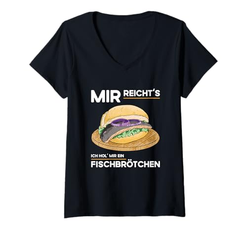 Damen Mir Reichts Fischbrötchen Fischmarkt Ostsee Fischverkäufer T-Shirt mit V-Ausschnitt Damen Mir Reichts Fischbrötchen Fischmarkt Ostsee Fischverkäufer T-Shirt mit V-Ausschnitt von Fischbrötchen und Fischverkäufer Geschenk
