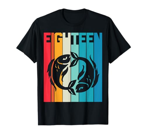 18. Geburtstag Sternzeichen Fische Retro Mädchen Jungen T-Shirt von Fische Sternzeichen Februar März Geburtstag