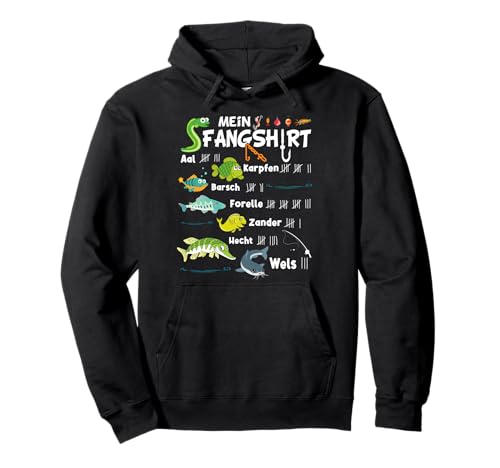 Fischarten "Mein Fangshirt" Lustiges Jungen Angler Pullover Hoodie Fischarten "Mein Fangshirt" Lustiges Jungen Angler Pullover Hoodie von Fischen Angeln Angler Geschenke für Kinder