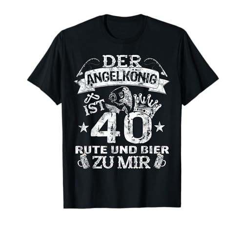 Fischen Angeln Angler Geschenke für Männer Der Angelkönig ist 40 Jahre Geburtstag Angeln & Bier Schwarz Klein T-Shirt Fischen Angeln Angler Geschenke für Männer Der Angelkönig ist 40 Jahre Geburtstag Angeln & Bier Schwarz Klein T-Shirt von Fischen Angeln Angler Geschenke für Männer