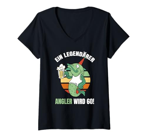 Damen 60. Geburtstag EIN Legendärer Angler Wird 60 Fischer T-Shirt mit V-Ausschnitt Damen 60. Geburtstag EIN Legendärer Angler Wird 60 Fischer T-Shirt mit V-Ausschnitt von Fischen Fischer Geburtstag Angler Geschenke