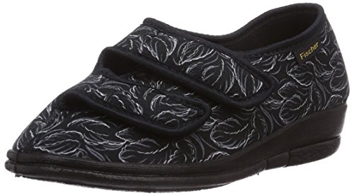 Fischer Damen Dora HS Blätter Pantoffeln, Schwarz (schwarzbunt 229), 41 EU Weit von Fischer Markenschuh