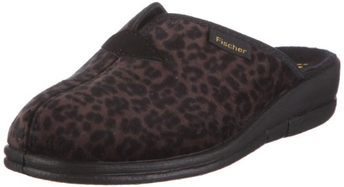 Fischer Damen Dora Pantoffel Samt Hausschuhe, Grau/Grauschwarz von Fischer Markenschuh