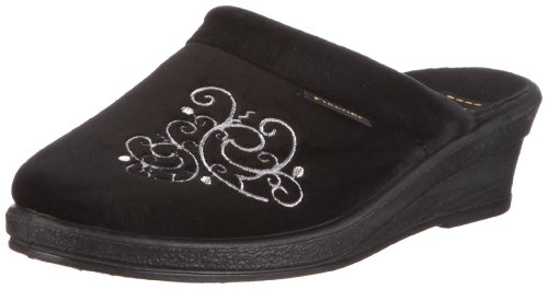 Fischer Damen Laura Samt Hausschuhe, Schwarz/schwarz von Fischer Markenschuh