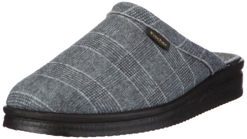 Fischer Herren Andy Filz-Pantoffel Karo Hausschuhe, Grau/grau von Fischer Markenschuh
