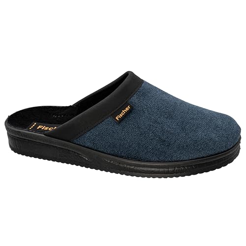 Fischer Herren Hausschuh Jeans-Optik Pantoffel Frotteefutter 634607, Größe:45 EU, Farbe:Blau von Fischer Markenschuh