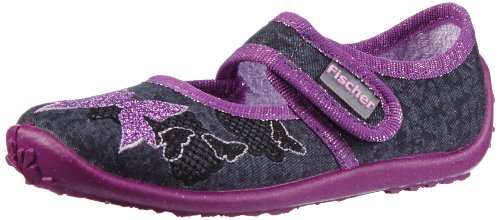 Fischer Mädchen Nelly Schmetterlinge Hausschuhe, Grau (Graphit 602) von Fischer Markenschuh