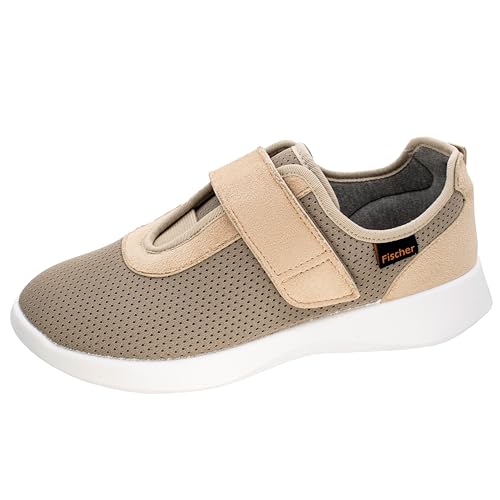 Fischer Markenschuh Damen-Comfort-Sneaker mit Klettverschluss in beige von Fischer Markenschuh