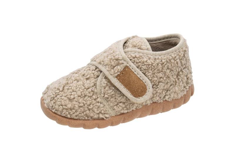 Fischer-Markenschuh Flexi Hausschuh aus Teddystoff, mit Verlours-Futter, mit Klettverschluss von Fischer-Markenschuh