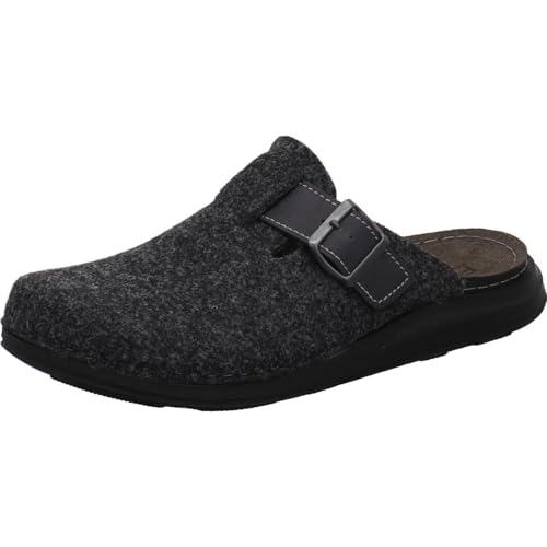 Fischer Markenschuh Herren Hausschuh Franz aus recyceltem Filz in Grau mit Riemen mit Dornschnalle. grau Gr. 42 von Fischer Markenschuh