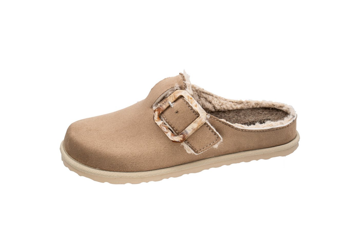 Fischer-Markenschuh Katrin Pantoffel aus Wildlederimitat, mit Plüschfutter, Ledersohle herausnehmbar von Fischer-Markenschuh