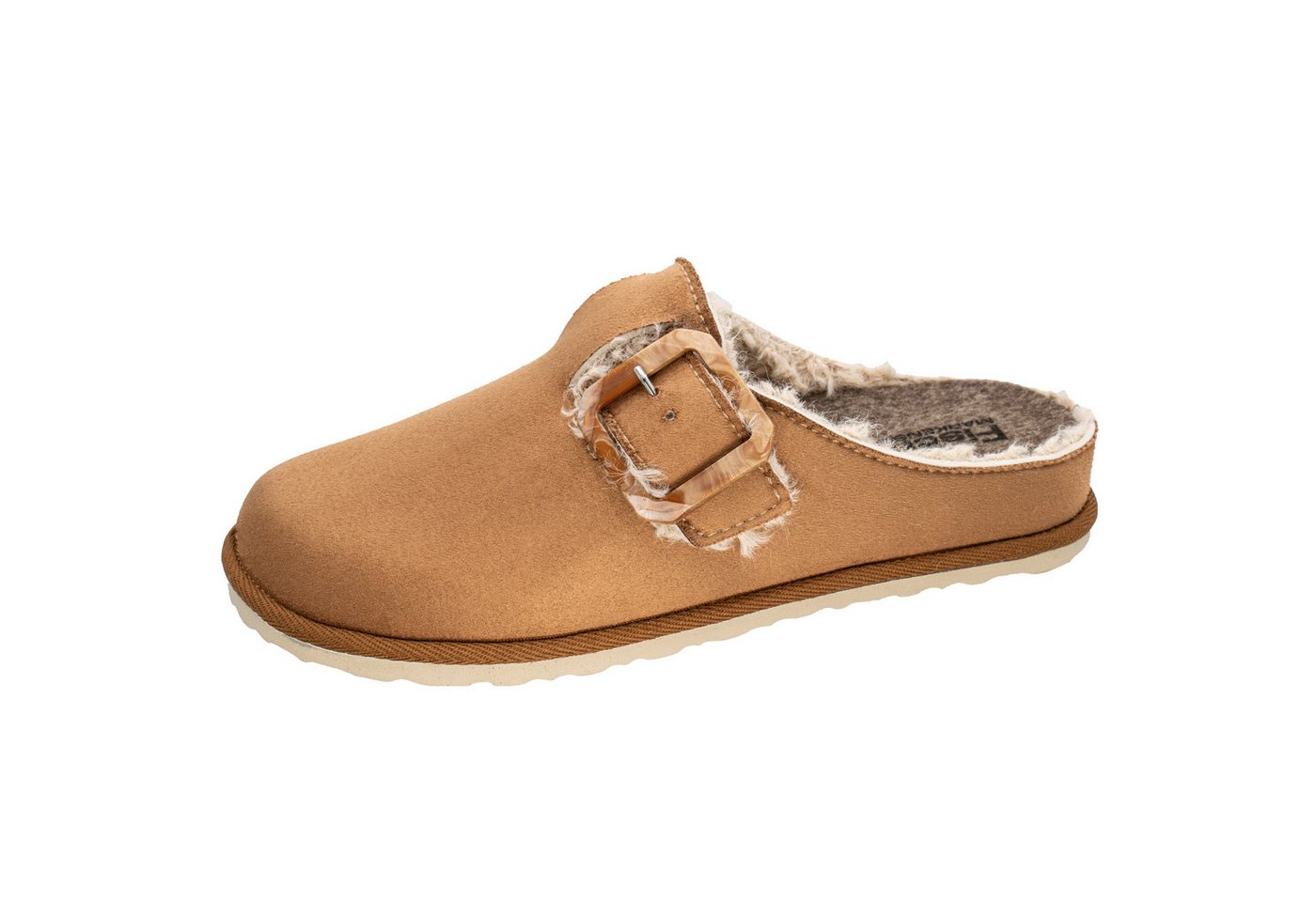 Fischer-Markenschuh Katrin Pantoffel aus Wildlederimitat, mit Plüschfutter, Ledersohle herausnehmbar von Fischer-Markenschuh