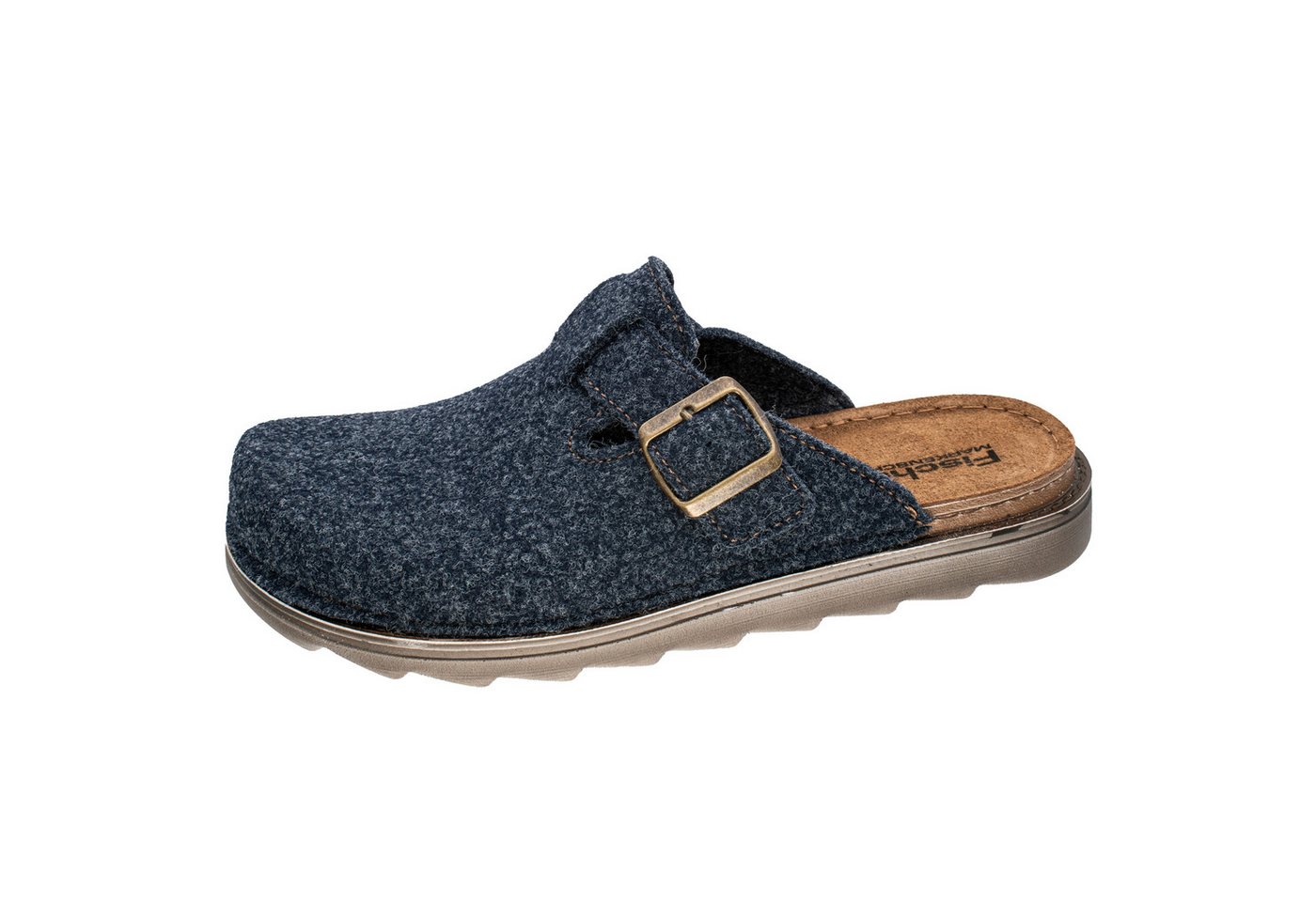 Fischer-Markenschuh Lars Pantoffel aus recyceltem PET Filz, leicht gepolstertes Lederfußbett von Fischer-Markenschuh