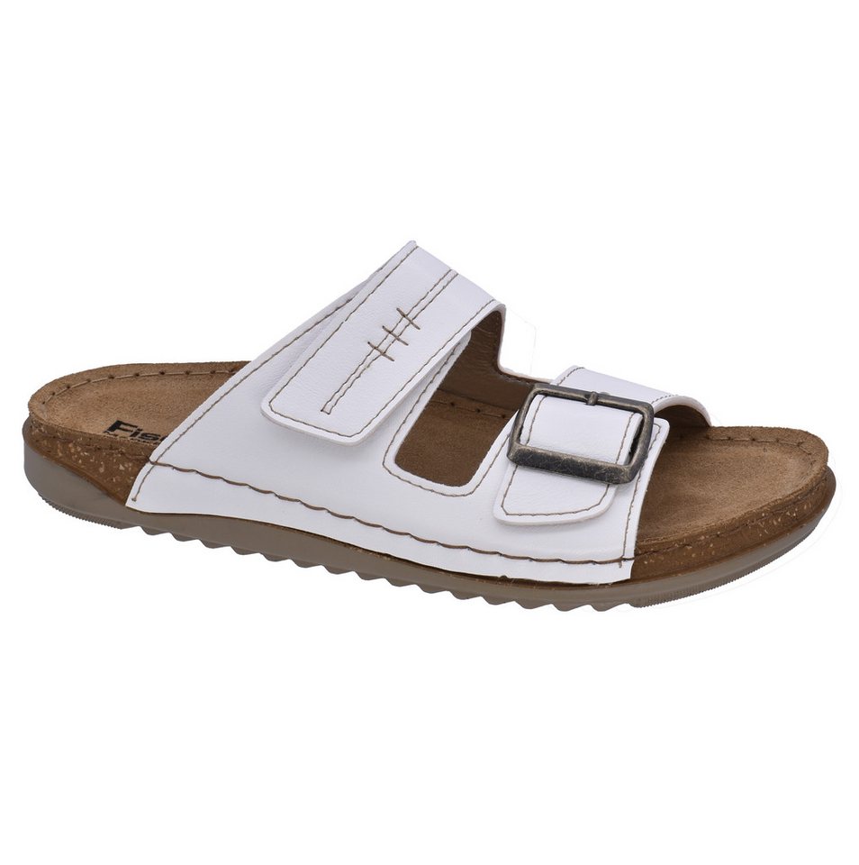 Fischer-Markenschuh Sarah Pantolette aus Nappalino (Lederimitat), mit Fleecefutter, gepolstertes Lederfußbett von Fischer-Markenschuh