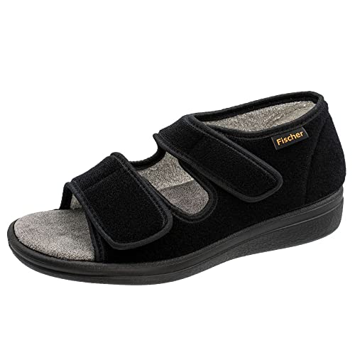 Fischer Markenschuh Unisex - Erwachsene, Damen,Herren Hausschuhe,Wechselfußbett,house-slipper,patschen,schlapfen,drinnen,Schwarz,43 EU / 8.5 UK von Fischer Markenschuh