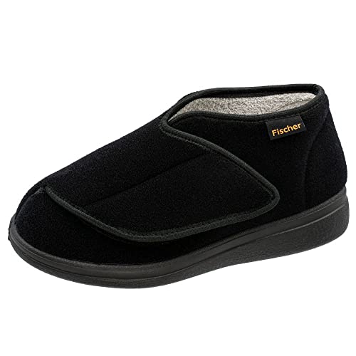 Fischer Markenschuh Unisex - Erwachsene, Damen,Herren Hausschuhe,Wechselfußbett,Klett-Hausschuhe,Schlupfschuhe,Slip-ons,Schwarz,37 EU / 3.5 UK von Fischer Markenschuh