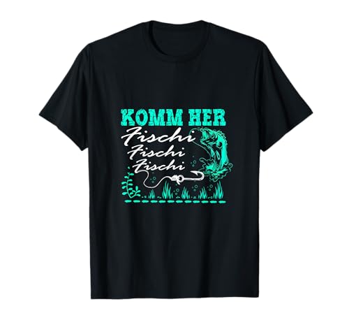 Angel Männer Lustige Angler Sprüche Komm Her Fischi Fischi T-Shirt von Fischer & Angler Angel Herren Karpfen