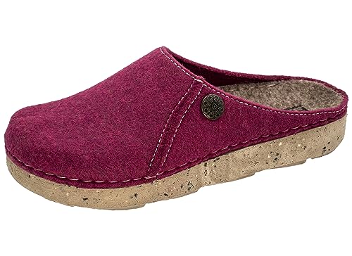 Fischer Damen Hausschuh Filz Pantoffel Plateau Florale Zierniete 636300, Größe:40 EU, Farbe:Pink von Fischer