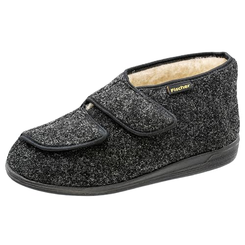Fischer Markenschuh Herren Frank Hohe Hausschuhe, Schwarz Anthrazit 205, 42 EU von Fischer Markenschuh