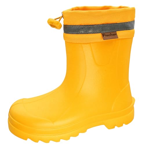 Fischer Kinder Stiefel Unisex wasserdicht und pflegeleicht mit Zugband 201022, Größe:27 EU, Farbe:Gelb von Fischer