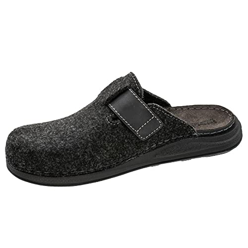 Fischer Markenschuh Herren Pantoletten, Männer Hausschuhe,schlapen,Home-Slipper,House-Slipper,patschen,schlapfen,drinnen,Anthrazit,44 EU / 10 UK von Fischer Markenschuh