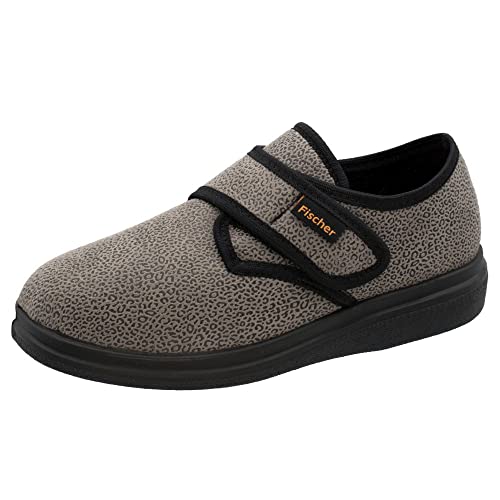 Fischer Markenschuh Unisex - Erwachsene, Damen,Herren Hausschuhe,Wechselfußbett,Klett-Hausschuhe,schluepfschuhe,Slides,Grau,45 EU / 10 UK von Fischer Markenschuh