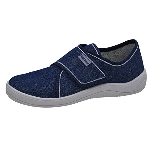 Fischer Markenschuh Unisex - Kinder, Jungen,Mädchen, Pantoffeln, Slipper,Puschen,Kletthausschuhe,Klettverschluss,treter,Jeansblau,35 EU / 3 UK von Fischer Markenschuh