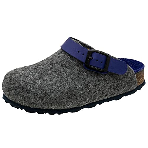 Fischer Markenschuh Unisex - Kinder Pantoletten, Jungen,Mädchen Pantoletten,Filz-Hausschuhe,Freizeitschuhe,Kids,junior,Mules,Grau,26 EU / 9 UK von Fischer Markenschuh