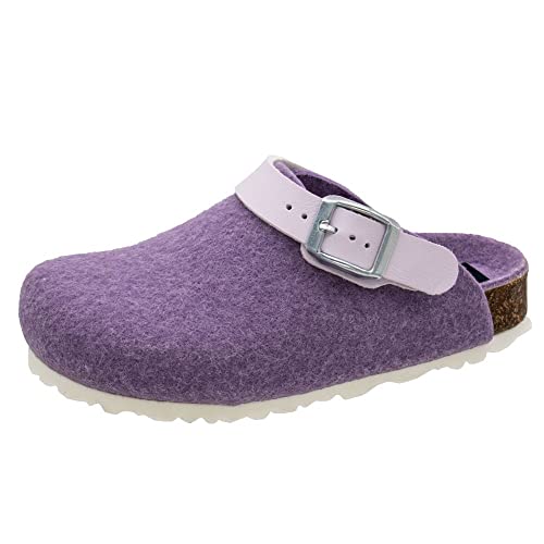 Fischer Markenschuh Unisex - Kinder Pantoletten, Jungen,Mädchen Pantoletten,Filz-Hausschuhe,Freizeitschuhe,Kleinkinder,Slides,Lila,27 EU / 9.5 UK von Fischer Markenschuh