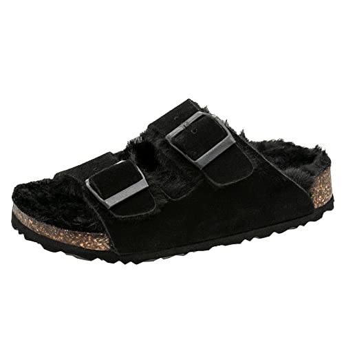 Fischer Markenschuh Unisex - Kinder Pantoletten, Jungen,Mädchen Pantoletten,warm gefüttert,Backless Slipper,Gartenschuhe,Schwarz,30 EU / 12 UK von Fischer