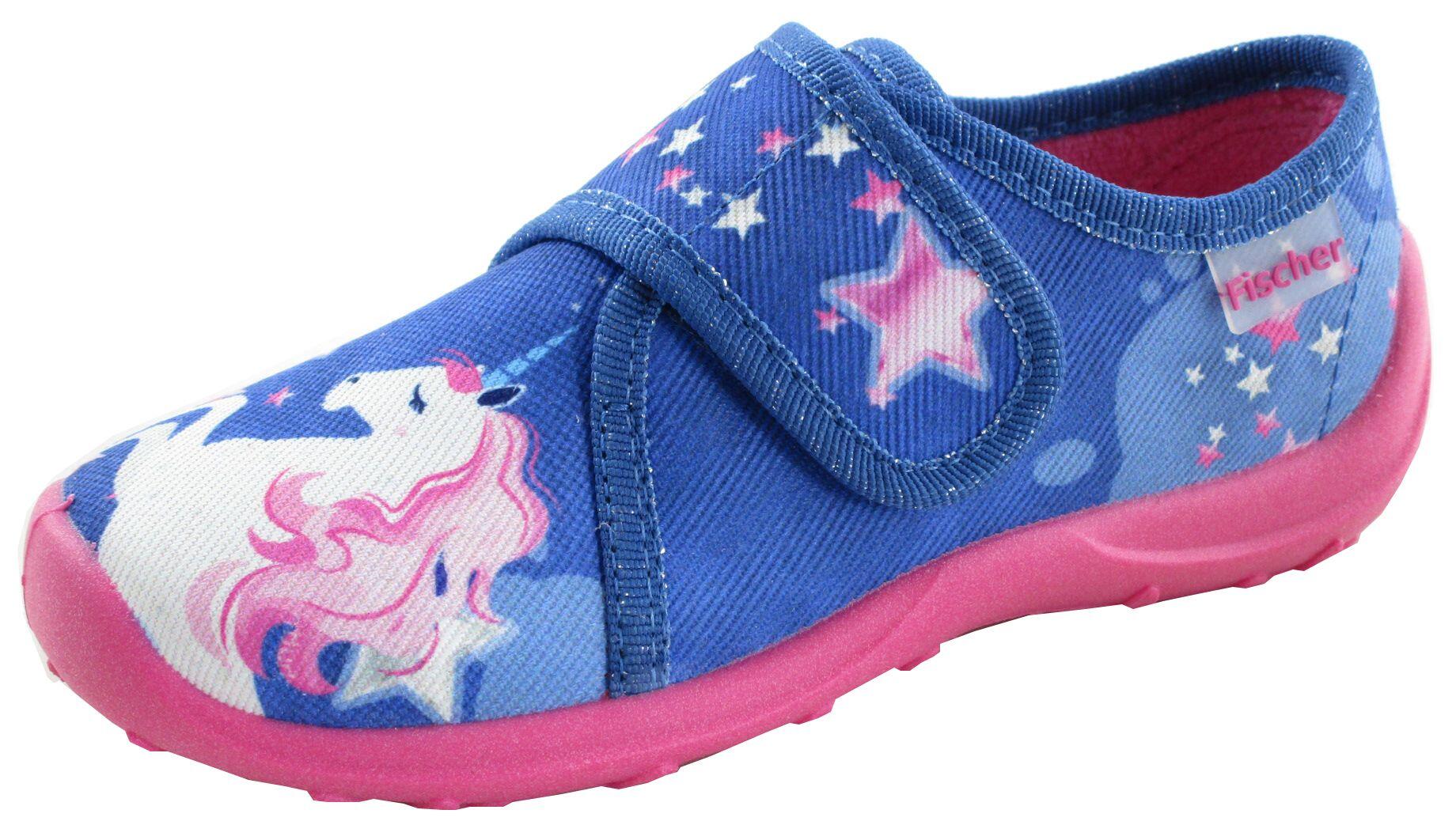 KINDER-KLETT-HAUSSCHUH BLAU/PINK - Gr. - 28 von Fischer