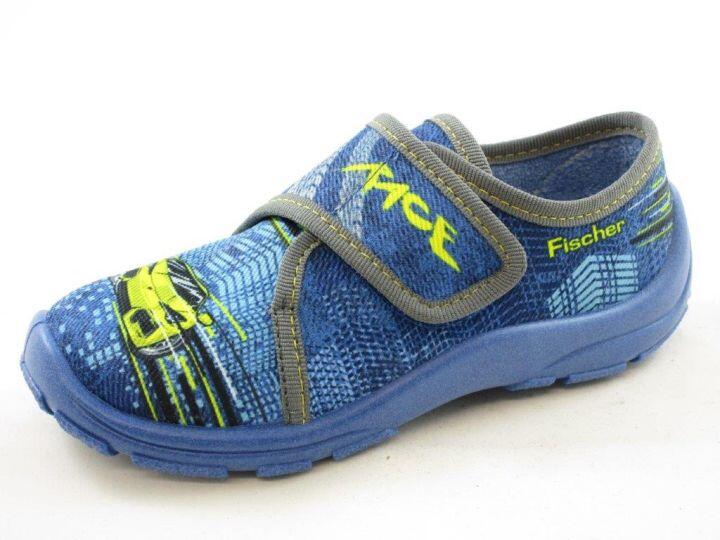 KINDER-KLETT-HAUSSCHUH BLAUGELB - Gr. - 27 von Fischer