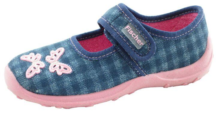 KINDER-KLETT-HAUSSCHUH BLAUKARIERT - Gr. - 28 von Fischer