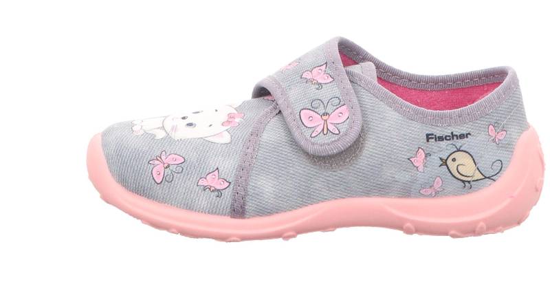 KINDER-KLETT-HAUSSCHUH GRAU/ROSE - Gr. - 30 von Fischer