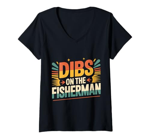 Damen Dibs On The Fisherman Frau Freundin Partner Hobby |- T-Shirt mit V-Ausschnitt Damen Dibs On The Fisherman Frau Freundin Partner Hobby |- T-Shirt mit V-Ausschnitt von Fischerei Liebesfrau im Freien