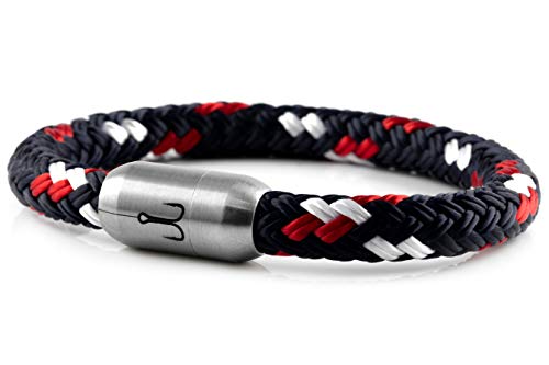 Fischers Fritze Armband Segeltau Makrele marineblau rot weiß - Handgemacht im Geschenkkarton I Maritim & Wasserfest (22) von Fischers Fritze