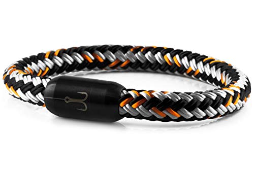 Fischers Fritze Armband Segeltau Torpedo Makrele Schwarz Grau Orange - Handgemacht im Geschenkkarton I Maritim & Wasserfest (19) von Fischers Fritze