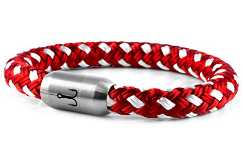 Fischers Fritze Armband Segeltau Makrele Rot Weiß - Handgemacht im Geschenkkarton I Maritim & Wasserfest (24) von Fischers Fritze