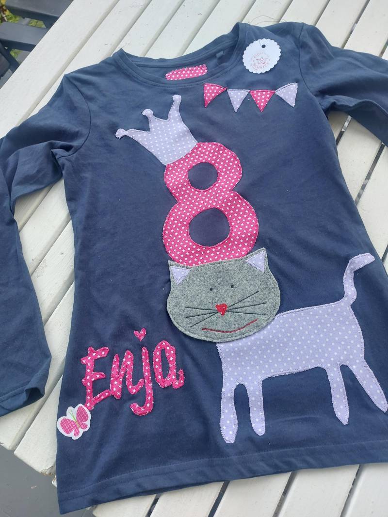 Geburtstagsshirt Katze Und Ggf. Mit Wunschnamen U. Zahl, Langer Arm von FischersSchaetze