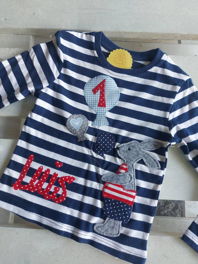 Geburtstagsshirt Mit Hase in Der Gr. 80, 86 Zum 1. Geburtstag von FischersSchaetze