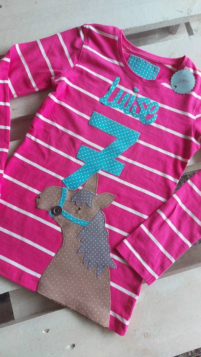 Geburtstagsshirt Pferd Langer Arm in Gr. 128 Ggf. Mit Namen von FischersSchaetze