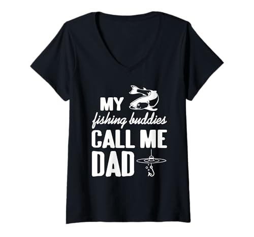 Damen Meine Angelkumpel Nennen Mich Papa Humor T-Shirt mit V-Ausschnitt Damen Meine Angelkumpel Nennen Mich Papa Humor T-Shirt mit V-Ausschnitt von Fischerwitze Für Lustige Papas